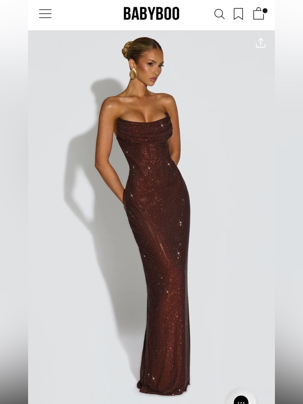 Babyboo Mirabella Maxi Dress - Plum Brown Medium Sparkle Evening Gown